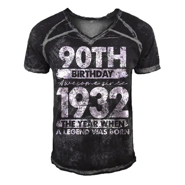 Vintage 1932 Limited Edition 1932 90 Years Old 90Th Birthday  Men's Short Sleeve V-neck 3D Print Retro Tshirt