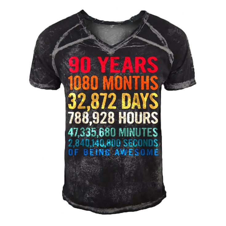 Vintage 90 Years Of Being Awesome Unique 90Th Birthday Gifts  Men's Short Sleeve V-neck 3D Print Retro Tshirt