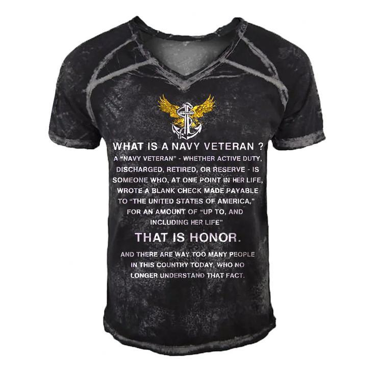 What Is A Navy Veteran For Her Men's Short Sleeve V-neck 3D Print Retro Tshirt