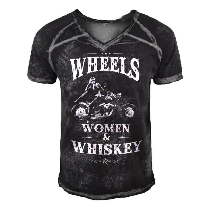 Wheels Woman & Whiskey Men's Short Sleeve V-neck 3D Print Retro Tshirt