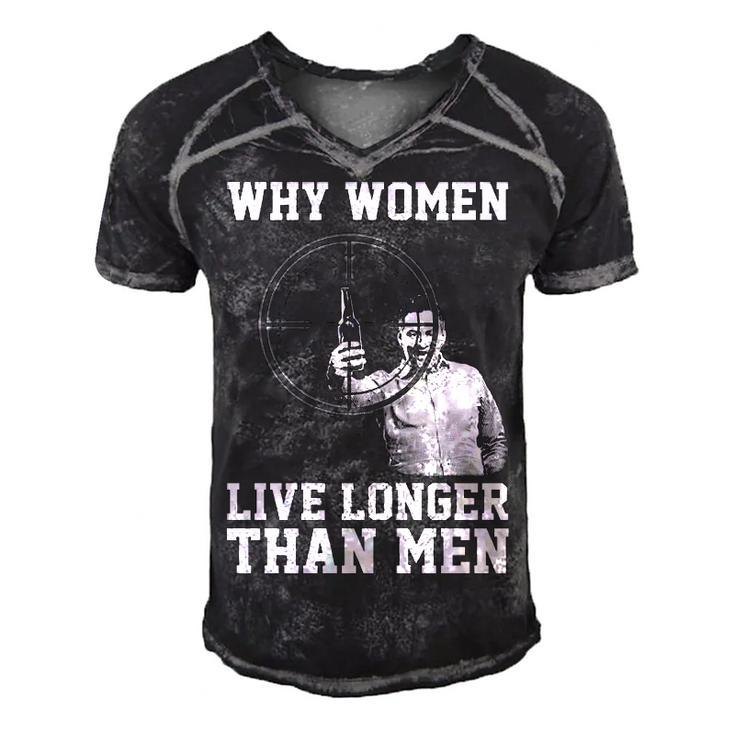Why Women Live Longer Men's Short Sleeve V-neck 3D Print Retro Tshirt