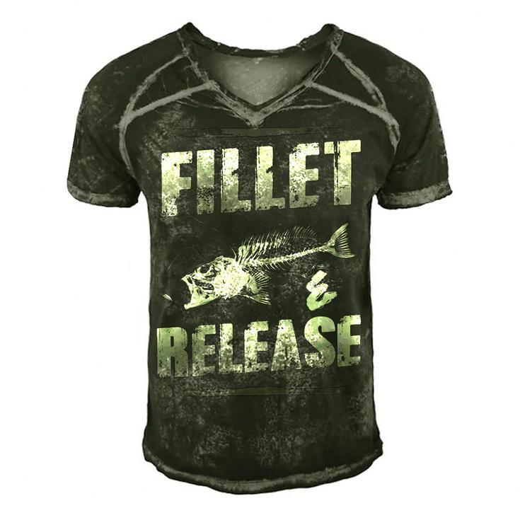 Fillet & Release V2 Men's Short Sleeve V-neck 3D Print Retro Tshirt