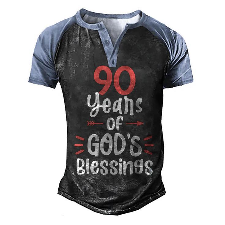 90 Years Of Gods Blessings 90 Year Old Happy 90Th Birthday  Men's Henley Shirt Raglan Sleeve 3D Print T-shirt