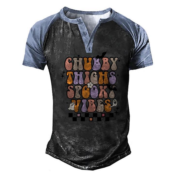 Chubby Thights And Spooky Vibes Halloween Groovy Men's Henley Shirt Raglan Sleeve 3D Print T-shirt