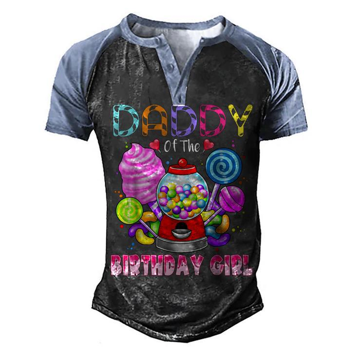 Daddy Of The Birthday Girl Candyland Candy Birthday Party  Men's Henley Shirt Raglan Sleeve 3D Print T-shirt