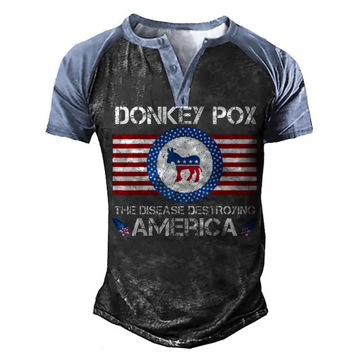 Donkey Pox The Disease Destroying America Funny  Men's Henley Shirt Raglan Sleeve 3D Print T-shirt