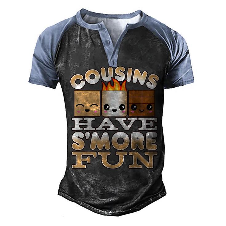 Family Camping  For Kids Cousins Have Smore Fun  Men's Henley Shirt Raglan Sleeve 3D Print T-shirt