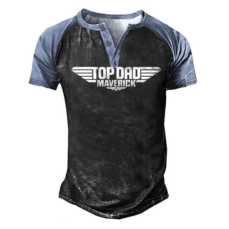 Fathers Day Jet Fighter Top Dad Maverick  V2 Men's Henley Shirt Raglan Sleeve 3D Print T-shirt
