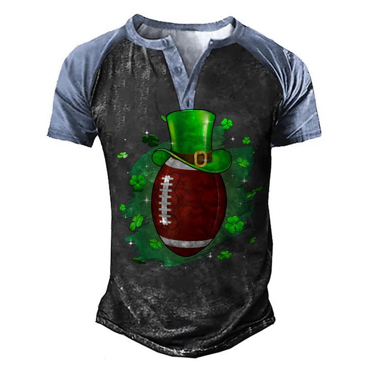 Football St Patricks Day Leprechaun Shamrock Irish Boys Kids  Men's Henley Shirt Raglan Sleeve 3D Print T-shirt