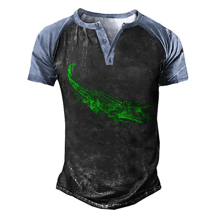 Fun Alligator Illustrative Graphic For Men And Boys Gator  Men's Henley Shirt Raglan Sleeve 3D Print T-shirt