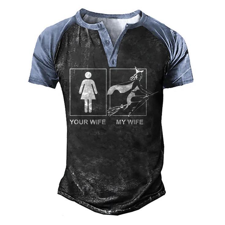 Funny Halloween Flying Witch Wife Novelty  For Spouse Men's Henley Shirt Raglan Sleeve 3D Print T-shirt