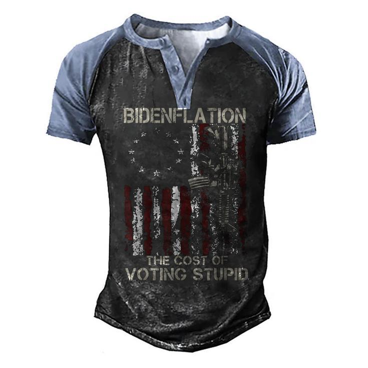 Gun Usa Flag Patriots Bidenflation The Cost Of Voting Stupid  Men's Henley Shirt Raglan Sleeve 3D Print T-shirt