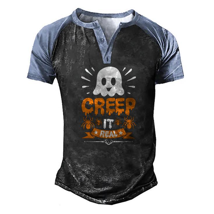 Halloween Boo Creep It Real Men's Henley Shirt Raglan Sleeve 3D Print T-shirt