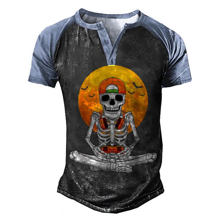 Halloween Skeleton Gamer Video Gaming Boys Men Kids Ns  Men's Henley Shirt Raglan Sleeve 3D Print T-shirt