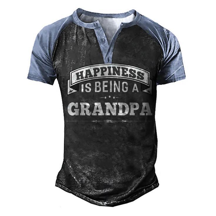 Happiness Is Being A Grandpa Men Top Fathers Day Gifts  Men's Henley Shirt Raglan Sleeve 3D Print T-shirt