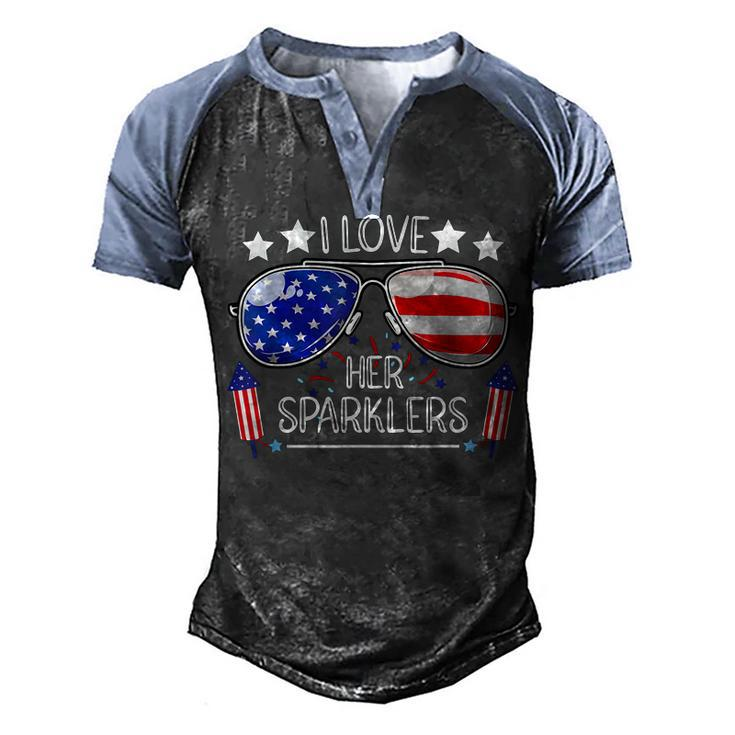 I Love Her Sparklers Matching Couple 4Th Of July Sunglasses  Men's Henley Shirt Raglan Sleeve 3D Print T-shirt