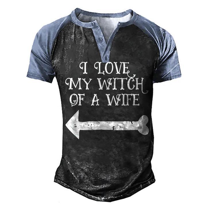 I Love My Witch Wife Halloween T  - His And Hers Men's Henley Shirt Raglan Sleeve 3D Print T-shirt