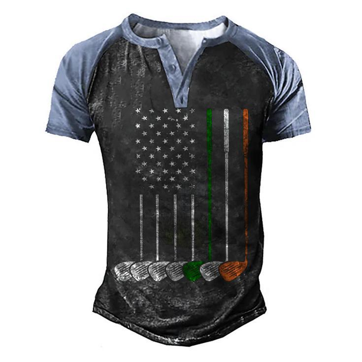 Irish American Flag Vintage Golf Flag St Patricks Day  Men's Henley Shirt Raglan Sleeve 3D Print T-shirt