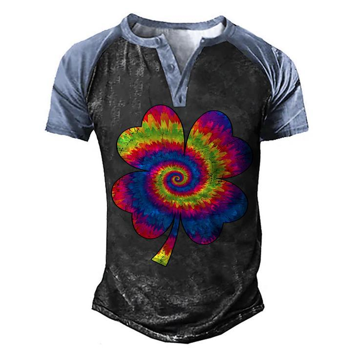 Irish Shamrock Tie Dye Happy St Patricks Day Go Lucky Gift  Men's Henley Shirt Raglan Sleeve 3D Print T-shirt