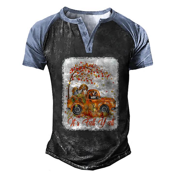 Its Fall Yall Beagle Riding Truck Pumpkin Autumn Fall  Men's Henley Shirt Raglan Sleeve 3D Print T-shirt