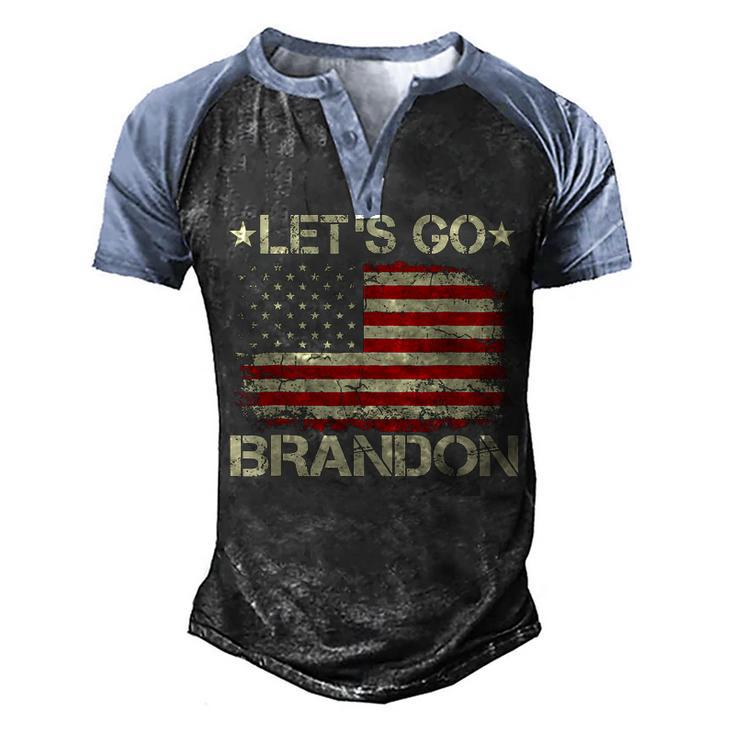 Lets Go Brandon Lets Go Brandon Vintage Us Flag Patriots  V2 Men's Henley Shirt Raglan Sleeve 3D Print T-shirt