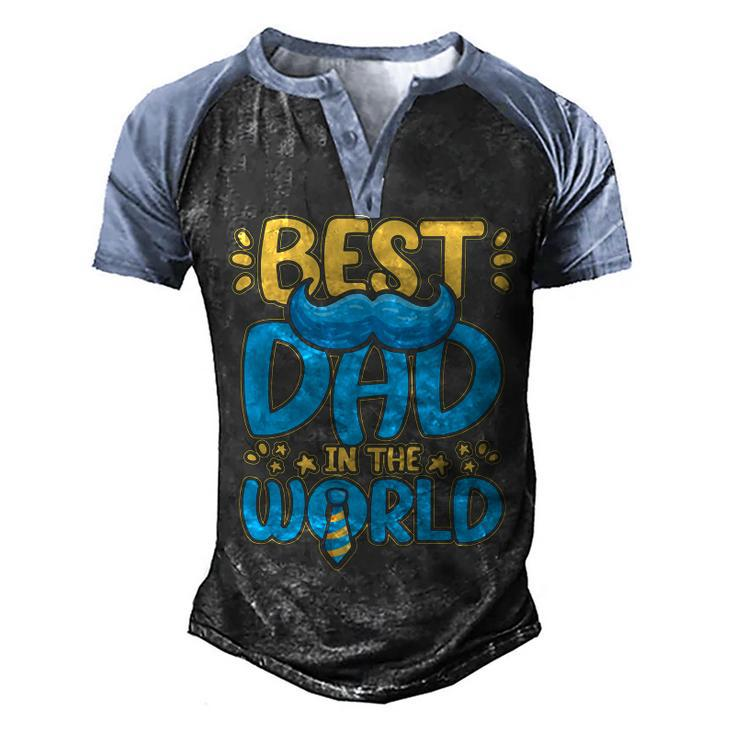 Mens Best Dad In The World For A Dad   Men's Henley Shirt Raglan Sleeve 3D Print T-shirt