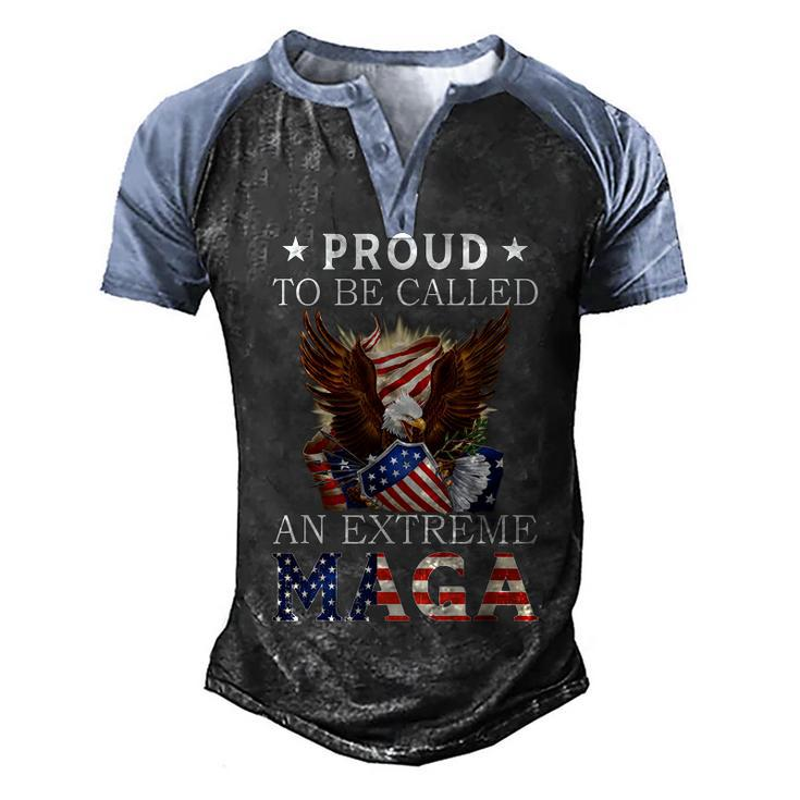 Mens Eagle Proud To Be Called An Extreme Ultra Maga American Flag  Men's Henley Shirt Raglan Sleeve 3D Print T-shirt