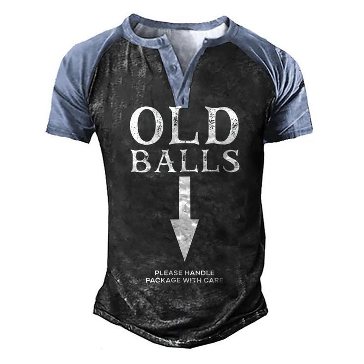 Mens Old Balls Club Birthday Please Handle Package With Care  Men's Henley Shirt Raglan Sleeve 3D Print T-shirt