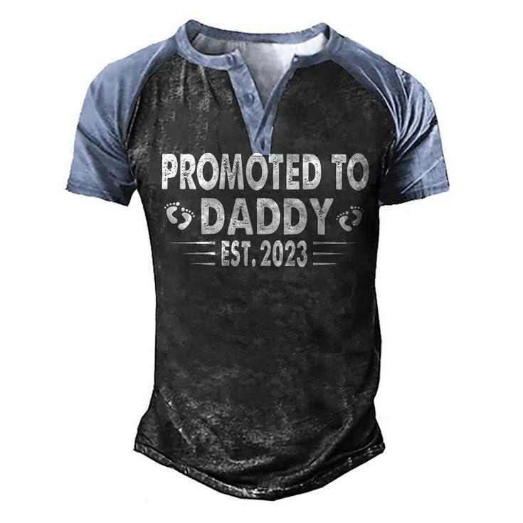 Mens Promoted To Daddy 2023 Soon To Be Daddy 2023 First Time Dad  Men's Henley Shirt Raglan Sleeve 3D Print T-shirt