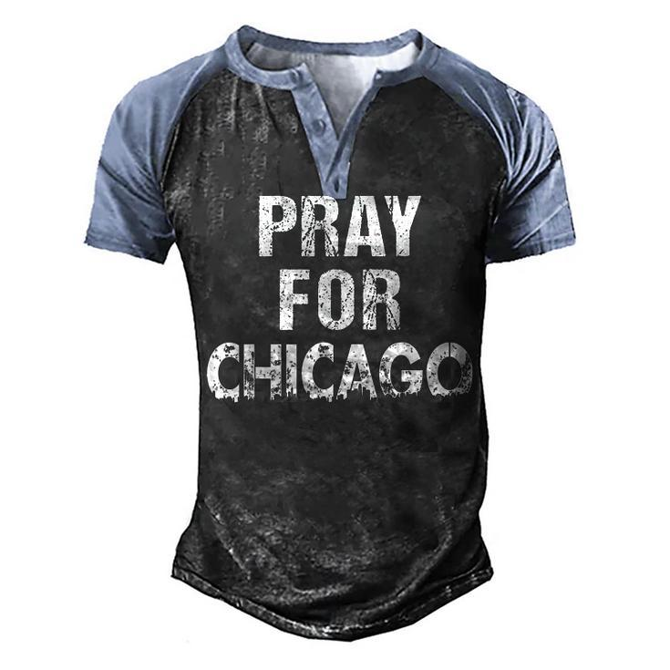 Pray For Chicago Chicago Shooting Support Chicago   Men's Henley Shirt Raglan Sleeve 3D Print T-shirt
