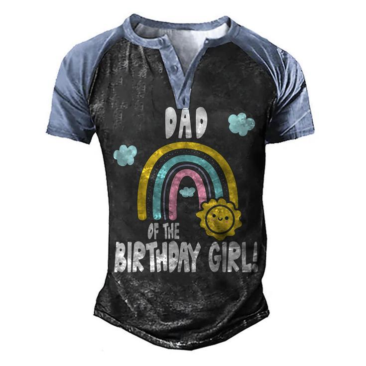Rainbows & Sunshine Party Dad Of The Birthday Girl  Men's Henley Shirt Raglan Sleeve 3D Print T-shirt