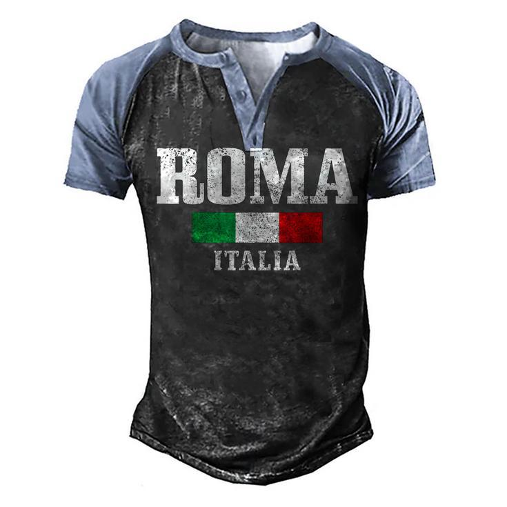 Rome Italy Roma Italia Vintage Italian Flag  Men's Henley Shirt Raglan Sleeve 3D Print T-shirt