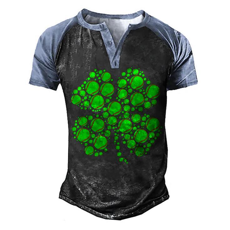 Tennis Ball Irish Shamrock Lucky Clover St Patricks Day  Men's Henley Shirt Raglan Sleeve 3D Print T-shirt