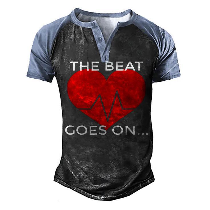 The Beat Goes On Heart Attack Survivor T  Men's Henley Shirt Raglan Sleeve 3D Print T-shirt