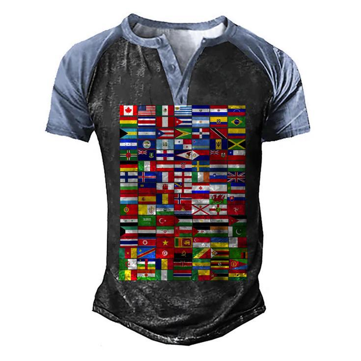 Traveling International Countries Flags World Flags  Men's Henley Shirt Raglan Sleeve 3D Print T-shirt
