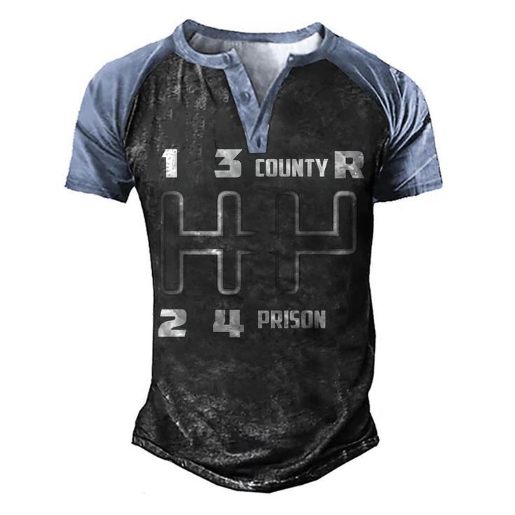 1 2 3 County Prison Men's Henley Shirt Raglan Sleeve 3D Print T-shirt