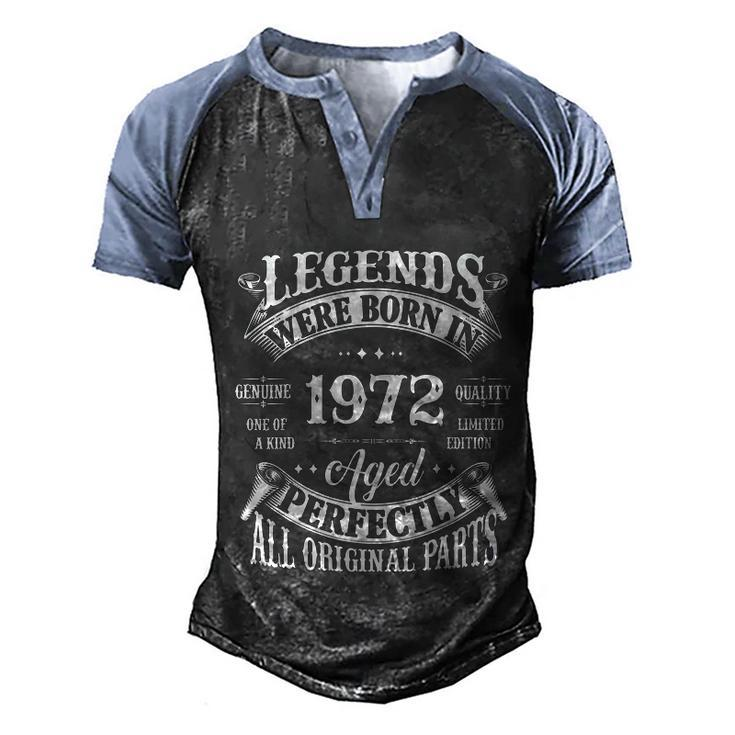 50Th Birthday Funny Gift Vintage Legends Born In 1972 50 Years Old Graphic Design Printed Casual Daily Basic Men's Henley Shirt Raglan Sleeve 3D Print T-shirt
