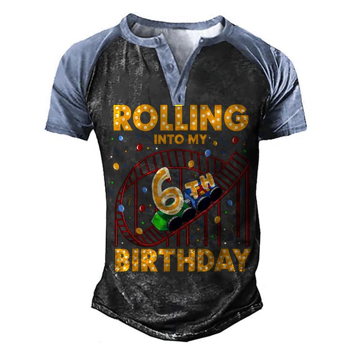 6Th Birthday Rollercoaster Amusement Park Boys Girl Birthday Men's Henley Shirt Raglan Sleeve 3D Print T-shirt