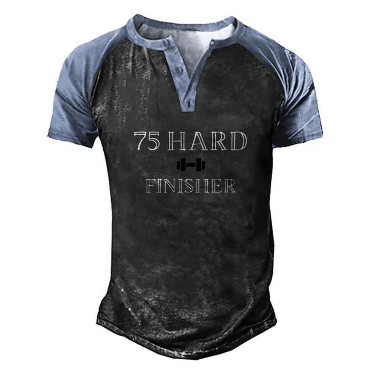 75 Hard Finisher Men's Henley Shirt Raglan Sleeve 3D Print T-shirt - Thegiftio