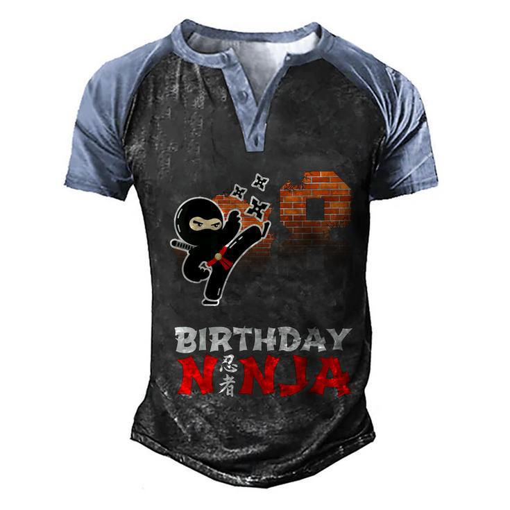8 Year Old Ninja Birthday Party Eight Birthday Ninja Party Men's Henley Shirt Raglan Sleeve 3D Print T-shirt