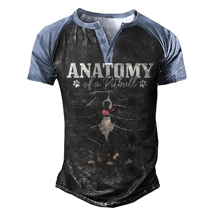 Anatomy Of A Pitbull Dog Funny Cute Pitbull Mom Pitbull Dad   Men's Henley Shirt Raglan Sleeve 3D Print T-shirt