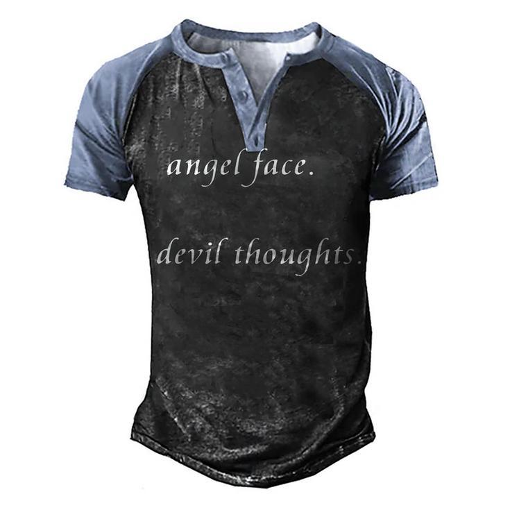 Angel Face Devil Thoughts Men's Henley Shirt Raglan Sleeve 3D Print T-shirt