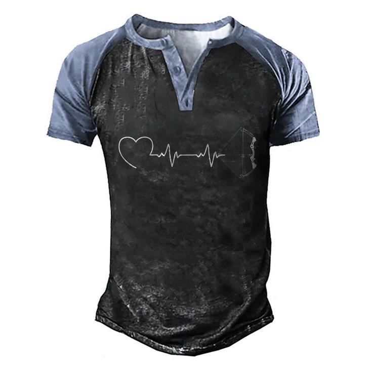 Archery Heartbeat Archer Shoot Bow Arrow Bowman Aim Men's Henley Shirt Raglan Sleeve 3D Print T-shirt
