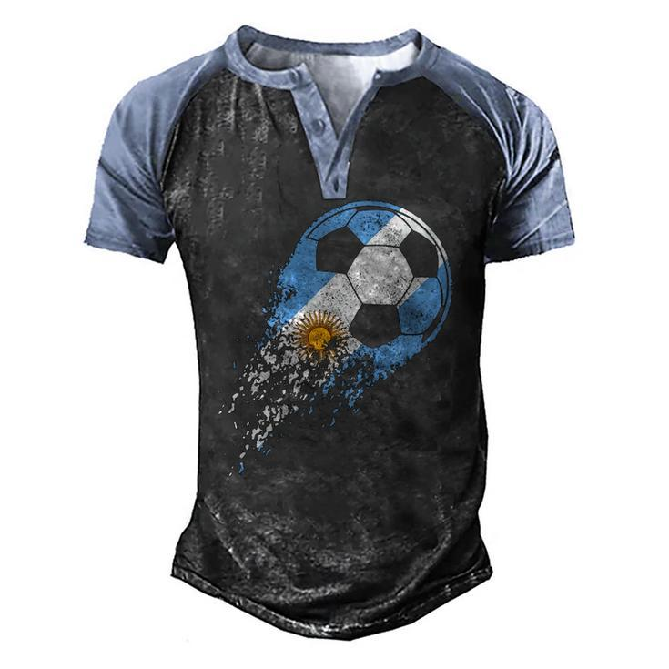 Argentina Soccer Argentinian Flag Pride Soccer Player Men's Henley Raglan T-Shirt