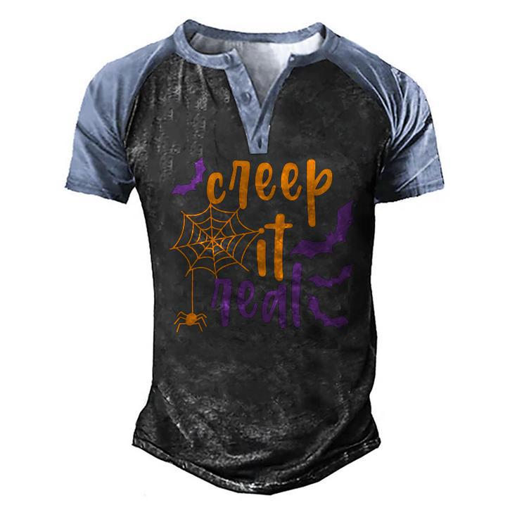 Bat Halloween Creep It Real Color Men's Henley Shirt Raglan Sleeve 3D Print T-shirt