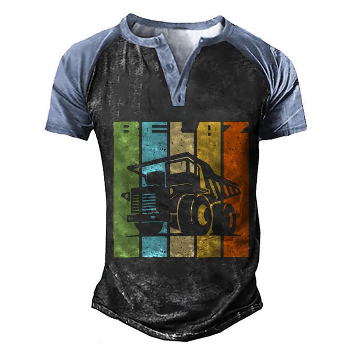Belaz Dump Truck Construction Machines Driver Work Gift Men's Henley Shirt Raglan Sleeve 3D Print T-shirt