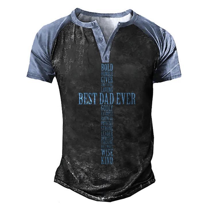 Best Dad Ever Positve Words Cross Men's Henley Shirt Raglan Sleeve 3D Print T-shirt