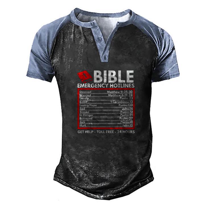 Bible Emergency Numbers Funny Christian Bible V2 Men's Henley Shirt Raglan Sleeve 3D Print T-shirt