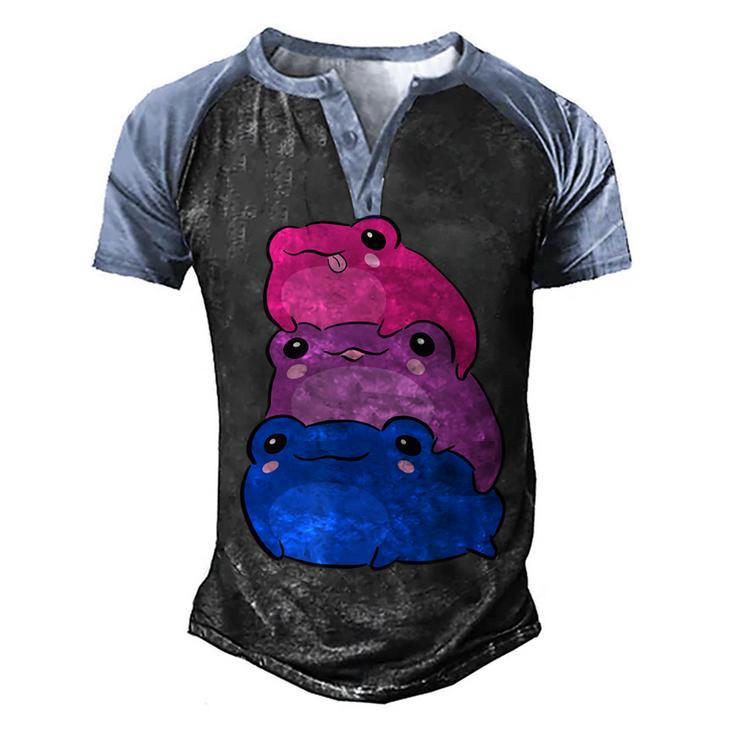 Bisexual Flag Color Frogs Subtle Bi Pride Lgbtq Aesthetic V2 Men's Henley Shirt Raglan Sleeve 3D Print T-shirt