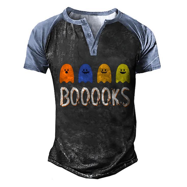 Books Spooky Ghost Funny Halloween Graphic Design Printed Casual Daily Basic V2 Men's Henley Shirt Raglan Sleeve 3D Print T-shirt - Thegiftio